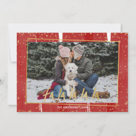 Rood- en goudkoorts La La La La La La La La La Sno Feestdagenkaart