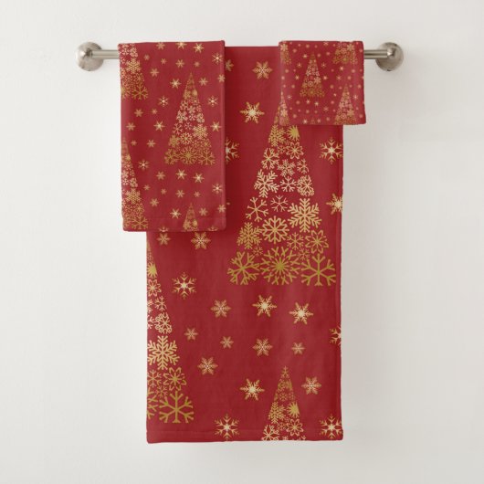 Rood- en goudlegante kerstboom bad handdoek (Insitu)