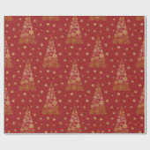 Rood- en goudlegante kerstboom cadeaupapier (Vlak)