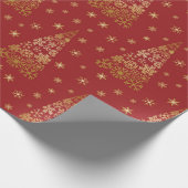 Rood- en goudlegante kerstboom cadeaupapier (Hoek)