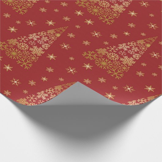 Rood- en goudlegante kerstboom cadeaupapier (Hoek)