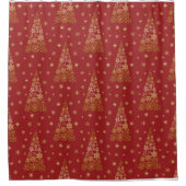 Rood- en goudlegante kerstboom douchegordijn (Voorkant)
