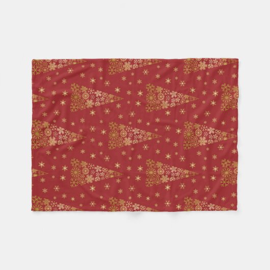 Rood- en goudlegante kerstboom fleece deken (Voorkant (Horizontaal))