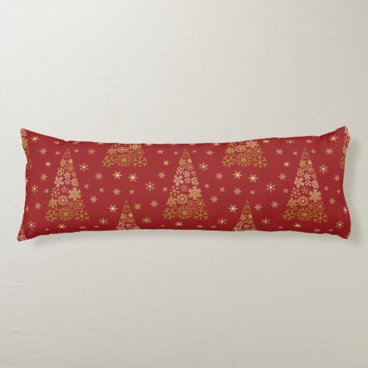 Rood- en goudlegante kerstboom lichaamskussen (Voorkant)