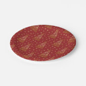 Rood- en goudlegante kerstboom papieren bordje (Gekanteld)