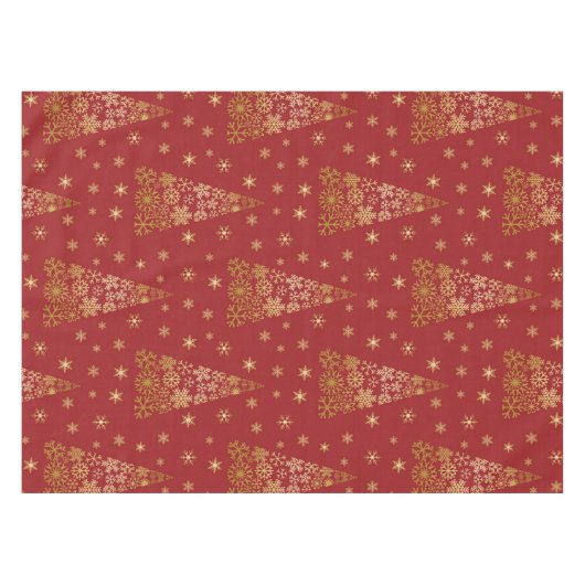 Rood- en goudlegante kerstboom tafelkleed (Voorkant (Horizontaal))