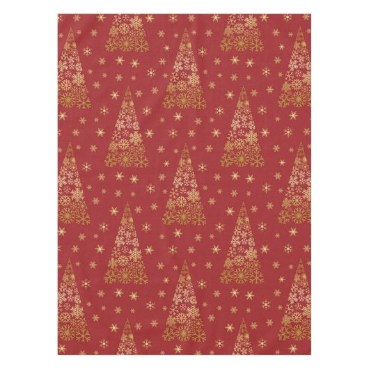 Rood- en goudlegante kerstboom tafelkleed (Voorkant)