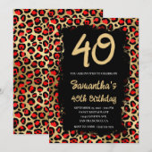 Rood en goudluipaard Geschilderd zwart 40e verjaar Kaart (Voorkant / Achterkant)