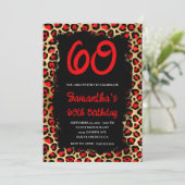 Rood en goudluipaard Geschilderd zwart 60e verjaar Kaart (Staand voorkant)