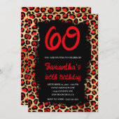 Rood en goudluipaard Geschilderd zwart 60e verjaar Kaart (Voorkant / Achterkant)