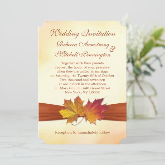 Rood- en goudmakelblad Weddenschap Kaart (Staand voorkant)