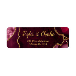 Rood- en goudmarmer-huwelijk etiket