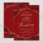 Rood- en goudmarmer-huwelijk kaart (Voorkant / Achterkant)