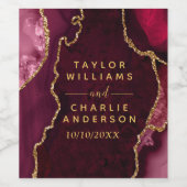 Rood- en goudmarmer-huwelijk wijn etiket (Enkel label)