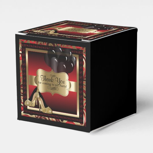 Rood en goudmetaal - 00e verjaardag | DIY-tekst Bedankdoosjes (Voorkant Zijde)