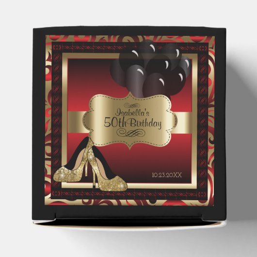 Rood en goudmetaal - 00e verjaardag | DIY-tekst Bedankdoosjes (Bovenkant)