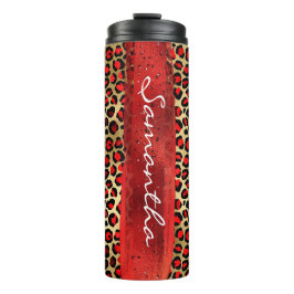 Rood en goudoliepenseel thermosbeker