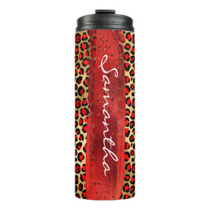 Rood en goudoliepenseel thermosbeker