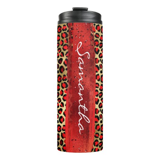 Rood en goudoliepenseel thermosbeker (Voorkant)