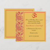 Rood- en goudpaisley Hindu-bruiloft Kaart (Voorkant / Achterkant)
