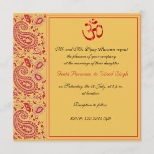 Rood- en goudpaisley Hindu-bruiloft Kaart