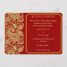 Rood- en goudpaisley Hindu-bruiloft Kaart