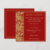 Rood- en goudpaisley Hindu-bruiloft Kaart (Voorkant / Achterkant)