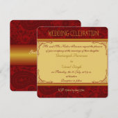 Rood- en goudpaisleyhindu-bruiloft kaart (Voorkant / Achterkant)