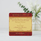 Rood- en goudpaisleyhindu-bruiloft kaart (Staand voorkant)