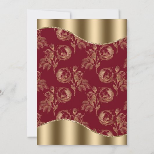 Rood- en goudpatroon en gouden harten kaart (Achterkant)