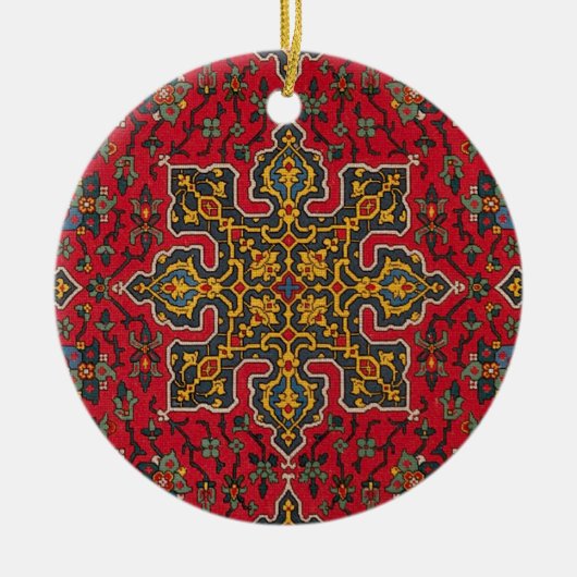 Rood- en goudperzikruik keramisch ornament (Voorkant)