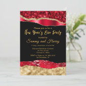 Rood- en goudscheuren nieuwjaarsfeest kaart (Staand voorkant)