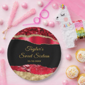 Rood- en goudscheuren zoete zestien papieren bordje (Feest)