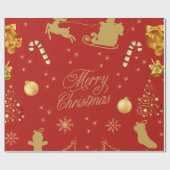 Rood- en goudsmeuïge kerstpatronen cadeaupapier (Vlak)