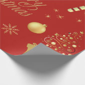 Rood- en goudsmeuïge kerstpatronen cadeaupapier (Hoek)