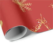 Rood- en goudsmeuïge kerstpatronen cadeaupapier (Rol Hoek)