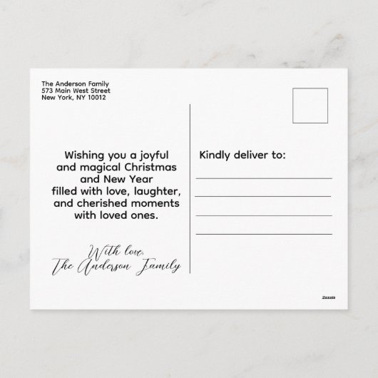 Rood- en goudsneeuwvlokken feestdagenkaart (Achterkant)