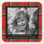 Rood- en goudspelfamilie met kerstmis kartonnen onderzetters (Voorkant)