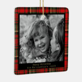 Rood- en goudspelfamilie met kerstmis keramisch ornament (Rechts)