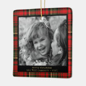 Rood- en goudspelfamilie met kerstmis keramisch ornament (Links)