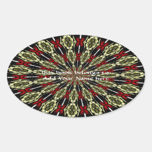 Rood- en goudvenster Kaleidoscoop Ovale Sticker