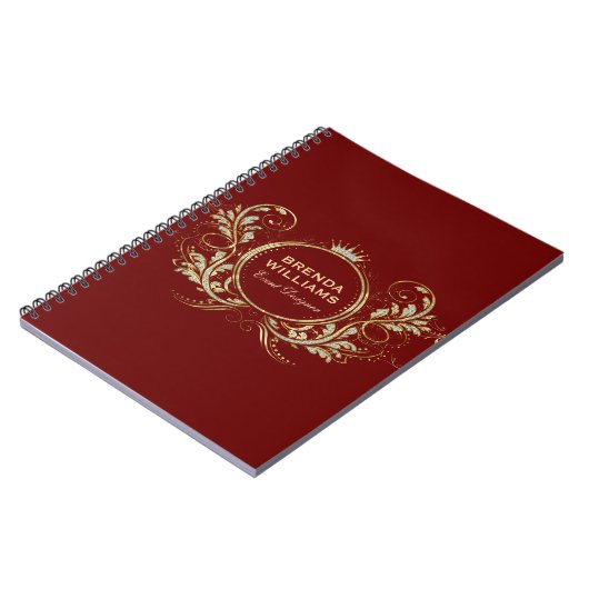 Rood en goudvet Glitter Girly Floral Lijst niet Notitieboek (Linkerzijde)