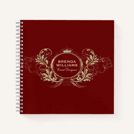 Rood en goudvet Glitter Girly Floral Lijst niet Notitieboek (Voorkant)