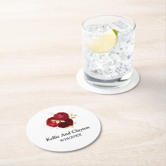 Rood- en goudvezel ronde kartonnen onderzetter (Insitu)