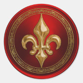 Rood- en goudvleur de Lis Envelope Seal Ronde Sticker (Voorkant)
