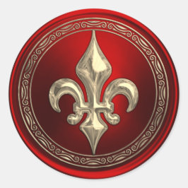 Rood- en goudvleur de Lis Envelope Seal Ronde Sticker