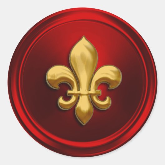 Rood- en goudvleur de Lis Envelope Seal Ronde Sticker (Voorkant)