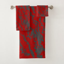 Rood en Grijs abstract Bad Handdoek