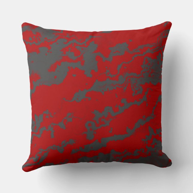 Rood en Grijs abstract Kussen (Achterkant)