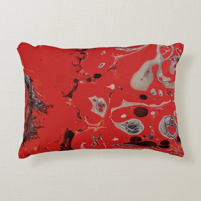Rood en grijs abstract schilderij accent kussen (Voorkant)